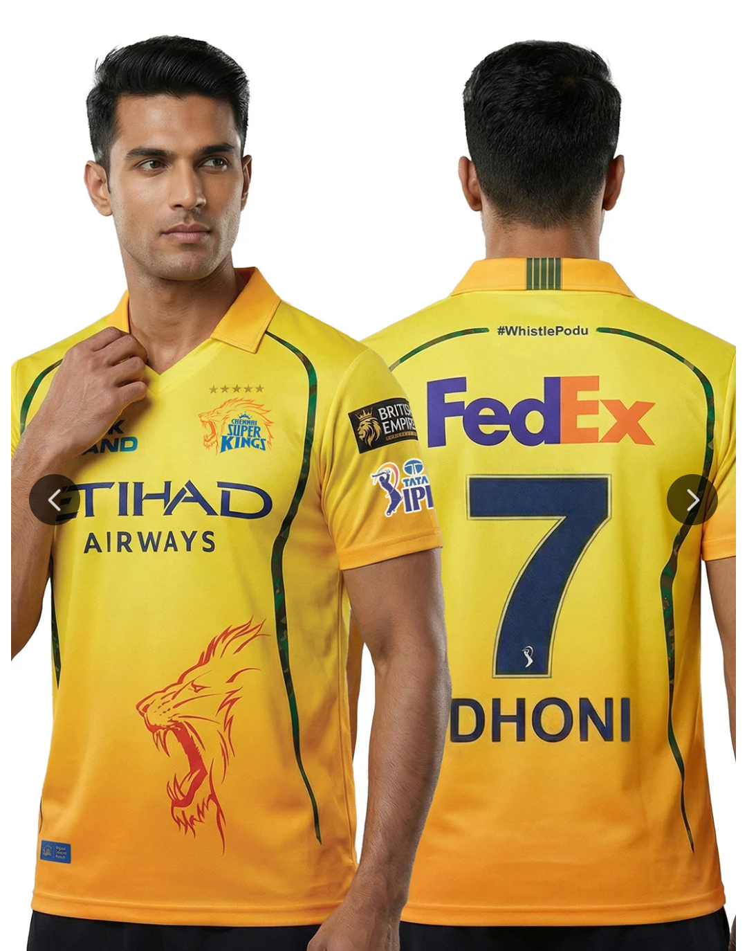 CSK Match Jersey 2026 - Dhoni - Adults